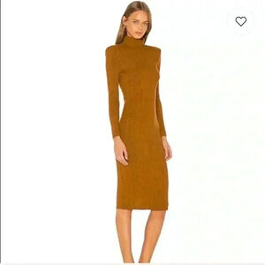 LPA Jovie Long Sleeve Midi Dress in Rust Size S